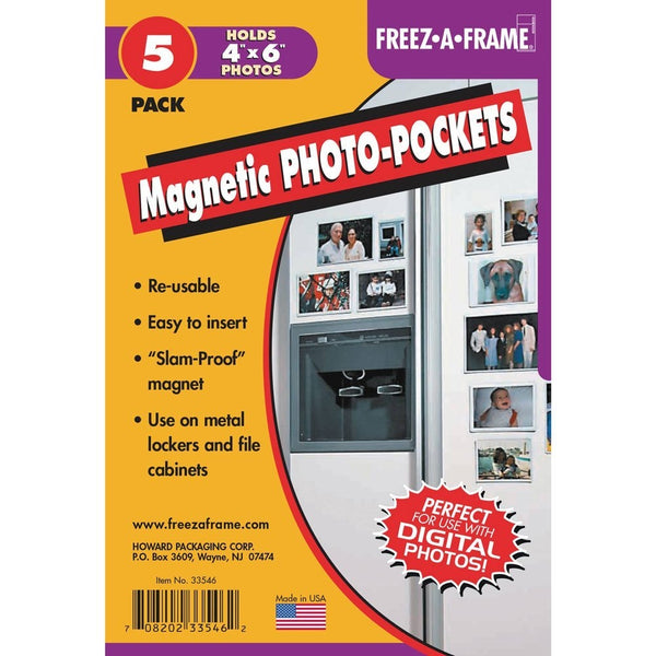 Clear Magnetic Photo Frames For Refrigerator 4" x 6" (Pack of 5), Freez-A-Frame