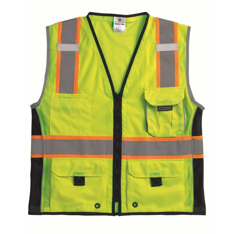 ML Kishigo 1513 Ultra-Cool Polyester Black Series Heavy Duty Vest, 2X-Large, Lime