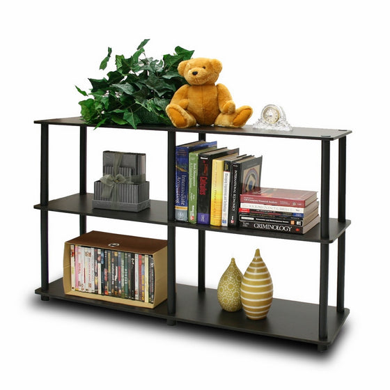 Furinno 99130EX/BK Turn-N-Tube 3-Tier Double Size Storage Display Rack, Espresso/Black