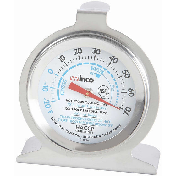 Winco Dial Refrigerator/Freezer Thermometer with Hook and Panel Base, 2-Inch