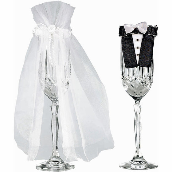 Amscan Avant Garde Bride and Groom Stem Wear Wedding Party Novelty Favours Accessory.