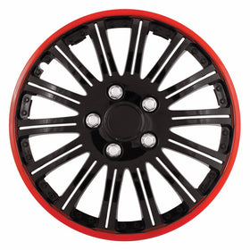 Pilot Universal Fit Cobra Black and Chrome with Red Trim 16 Inch Wheel Covers - Set of 4 (WH527-16RE-BX)
