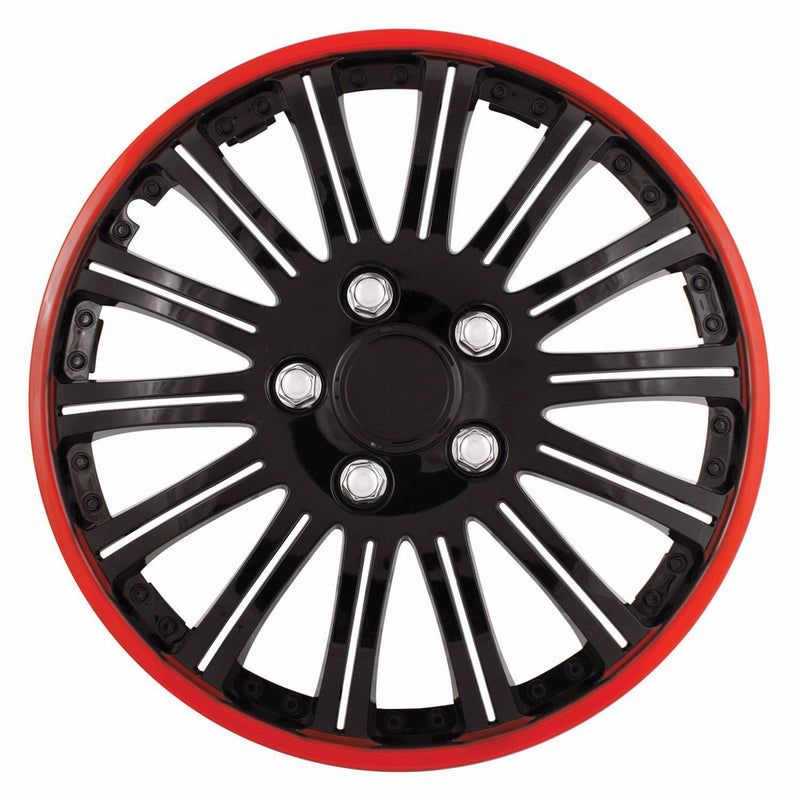 Pilot Universal Fit Cobra Black and Chrome with Red Trim 16 Inch Wheel Covers - Set of 4 (WH527-16RE-BX)