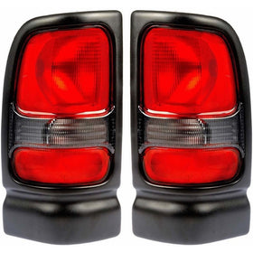 1994-2001 Dodge Ram 1500 (without Sport Package) & 1994-2002 Ram 2500 3500 Pickup Truck Taillight Taillamp Rear Brake Tail Light Lamp Set Pair Left Driver AND Right Passenger Side (1994 94 1995 95 1996 96 1997 97 1998 98 1999 99 2000 00 2001 01 2002 02)