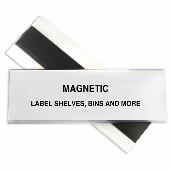 C-Line HOL-DEX Magnetic Shelf/Bin Label Holders, 2 x 6 Inches, 10 per Box (87247)