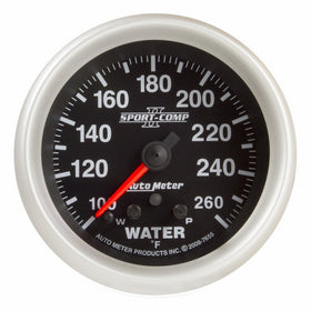 Auto Meter 7655 Sport-Comp II 2-5/8" 100-260 Degree F Full Sweep Electric Water Temperature Gauge with Peak Memory and Warning