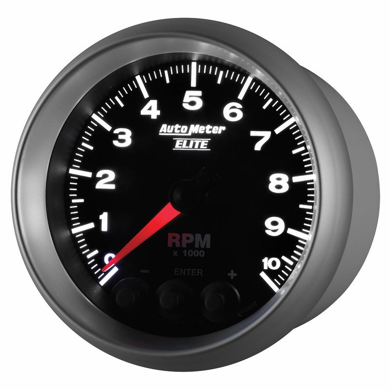 Auto Meter 5697 Elite Series 3-3/8" 0-10000 RPM In-Dash Street Progressive Shift Light Tach Tachometer