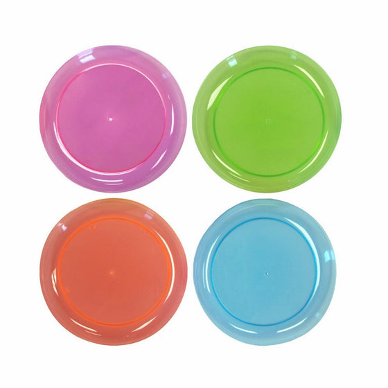 Party Essentials Hard Plastic 6-Inch Round Party/Dessert Plates, Assorted Neon, 40-Count