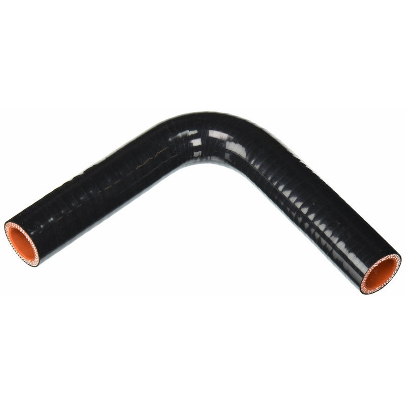 HPS HTSEC90-087-BLK Silicone High Temperature 4-ply Reinforced 90 degree Elbow Coupler Hose, 100 PSI Maximum Pressure, 3.5" Leg Length on each side, 7/8" ID, Black