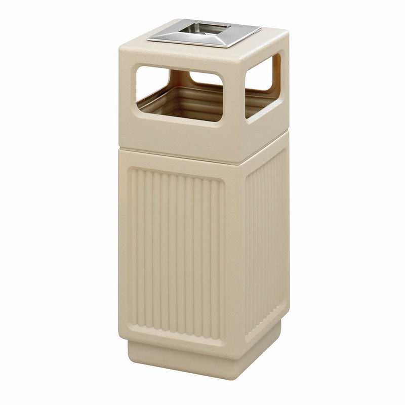 Safco Products 9474TN Canmeleon Recessed Panel Trash Can, Ash Urn, Side Open, 15-Gallon, Tan