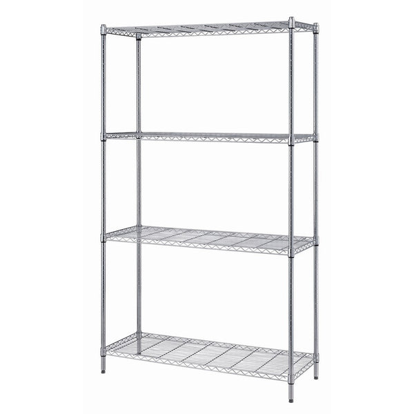 Quantum Storage 4-Shelf Wire Shelving Unit, 300 lb. Load Capacity per Shelf, 72" H x 48" W x 24" D, Chrome Finish