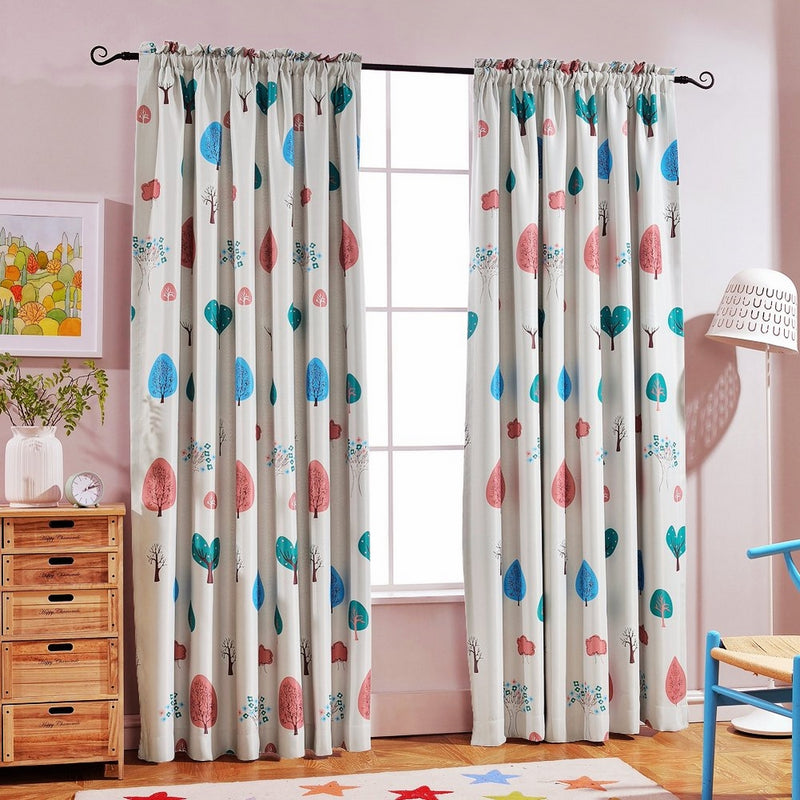 Melodieux Cartoon Trees Room Darkening Rod Pocket Curtains/Drapes for Kids Room, 52" Wx84 L (1 Panel)