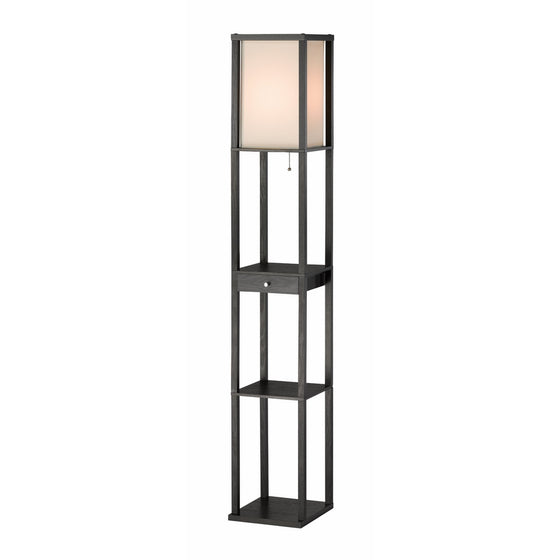 Adesso Parker Floor Lamp – Tall Lighting Equipment with 3 Storage Shelves and 1 Drawer. MDF Made, Smart Switch Compatible. Tools and Home Improvement