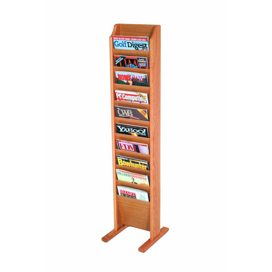 Wooden Mallet 10-Pocket Cascade Free-Standing Magazine Rack, Light Oak