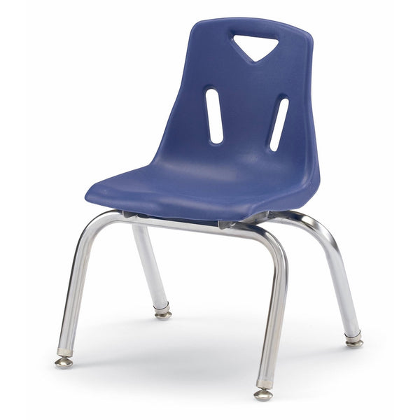 Berries 8144JC1003 Stacking Chair with Chrome-Plated Legs, 14" Height, Blue