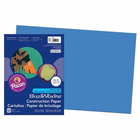 Pacon PAC7407 SunWorks Construction Paper, 12" x 18", Blue, 50 Sheets