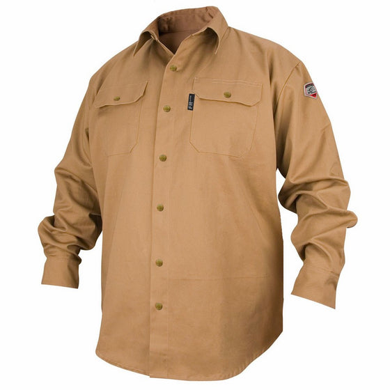 REVCO BLACK STALLION FR FLAME RESISTANT COTTON WORK SHIRT - FS7-KHK LARGE