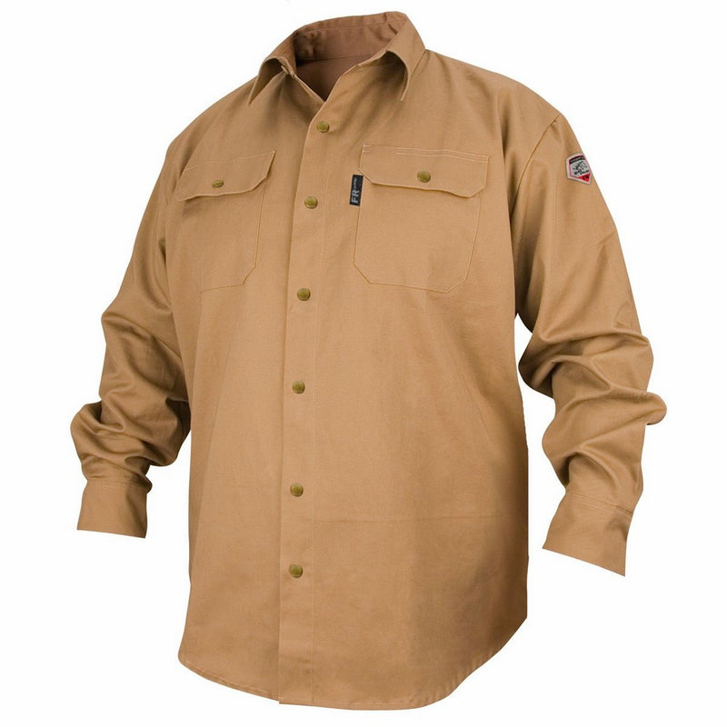 REVCO BLACK STALLION FR FLAME RESISTANT COTTON WORK SHIRT - FS7-KHK LARGE