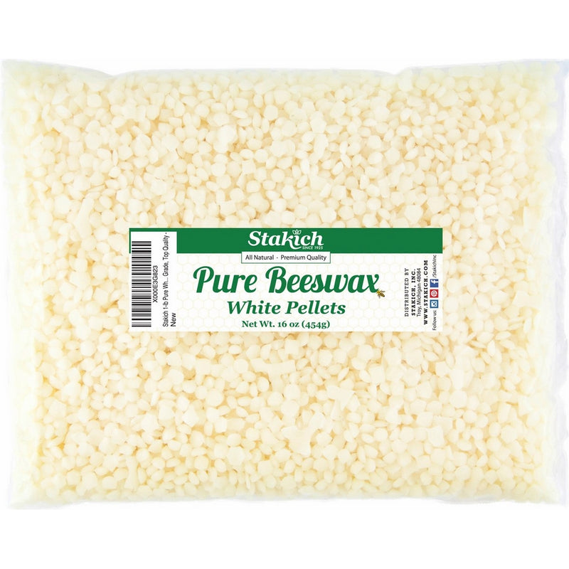 Stakich Pure White BEESWAX Pellets - 100% Natural, Cosmetic Grade, Premium Quality - 10 lb (in 1 lb bags)