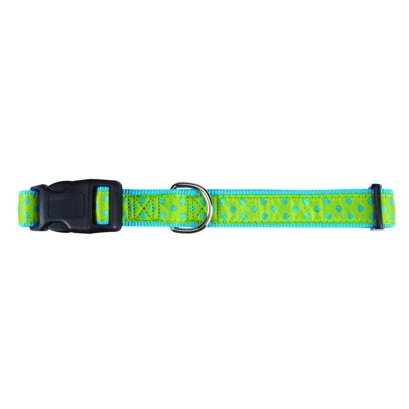 East Side Collection Nylon Polka Dot Dog Collar, 6–10-Inch, Parrot Green