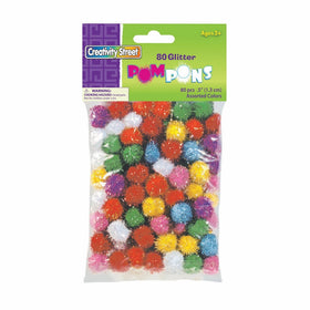 Creativity Street Glitter Poms 1/2" 80-Piece Assorted