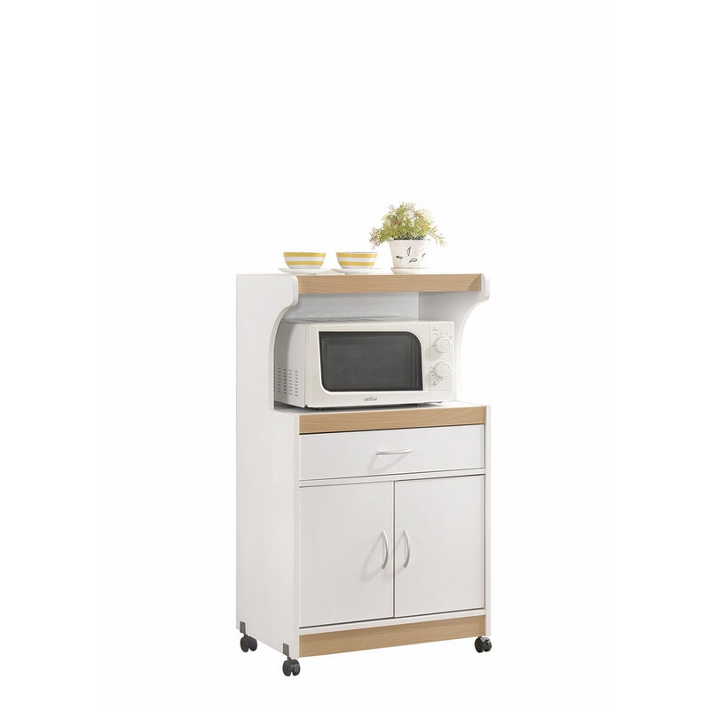 HODEDAH IMPORT Hodedah Microwave Cart with One Drawer, Two Doors, and Shelf for Storage, White