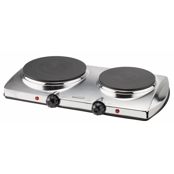 Brentwood TS-372 Appliances 1, 440W Electric double Hot Plate, Silver