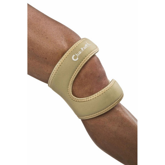 Cho-Pat Dual Action Knee Strap – Provides Full Mobility & Pain Relief For Weakened Knees – Tan (Medium, 14”-16”)