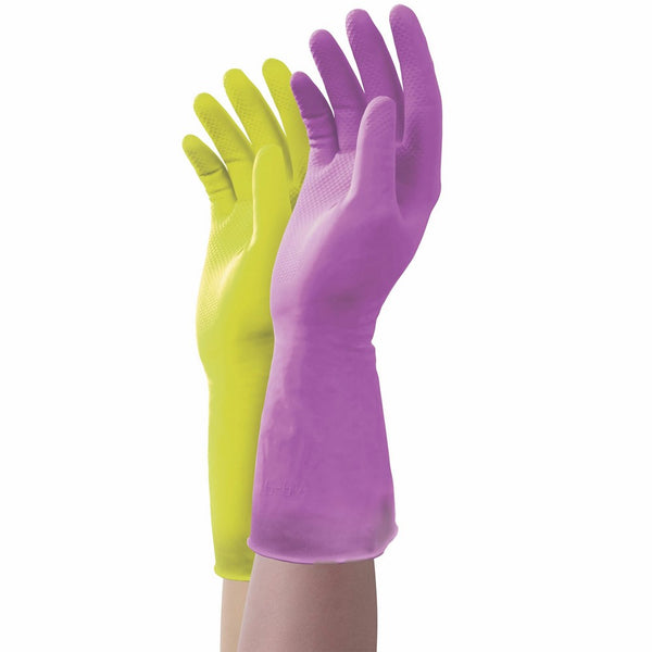 Mr. Clean Duet, Natural Latex, Beaded Cuff, Cotton Flock Lining, Non-Slip Grip Gloves, Large