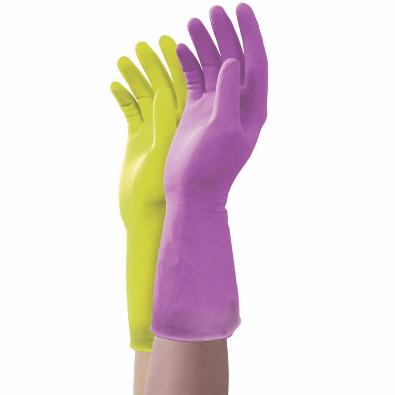 Mr. Clean Duet, Natural Latex, Beaded Cuff, Cotton Flock Lining, Non-Slip Grip Gloves, Small