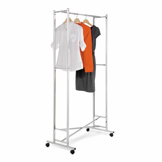 Honey-Can-Do GAR-01268 Deluxe Collapsible Garment Rack on locking Casters, Chrome Finish