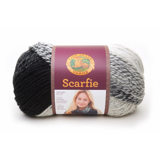 Lion Brand Yarn 826-201 Scarfie Yarn, Cream/Black