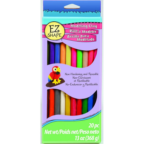 EZ Shape Modeling Clay Non-Hardening 13 Ounces-Assorted Colors 20/Pkg