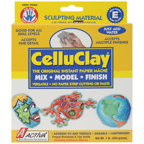 ACTIVA CelluClay Instant Papier Mache, 1 pound, Gray