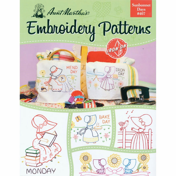 Aunt Martha's 407Sunbonnet Days Embroidery Transfer Pattern Book Kit