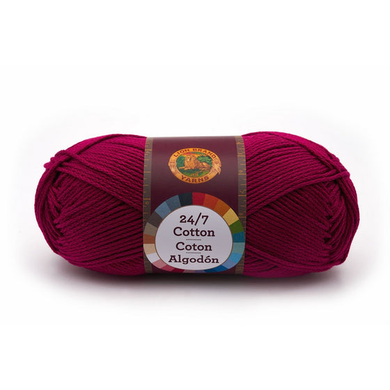 Lion Brand Yarn 761-144 24-7 Cotton Yarn, Magenta