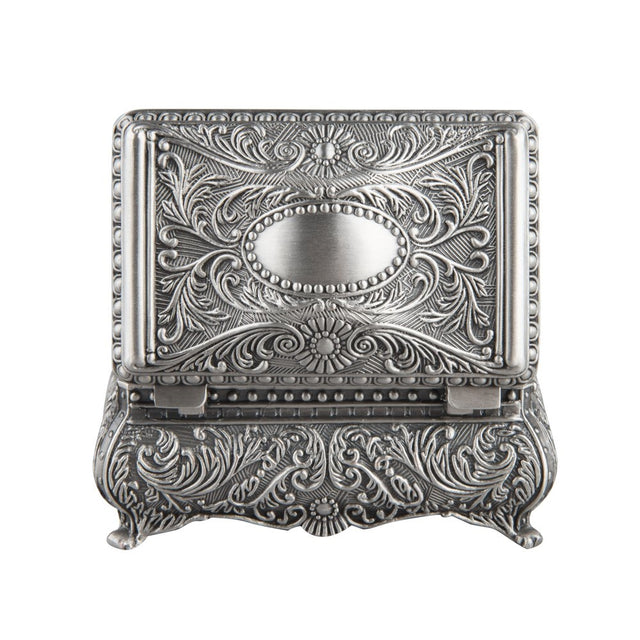 Ornate Antique Finish Rectangular Trinket Jewelry Box - 3.5" x 2.25"
