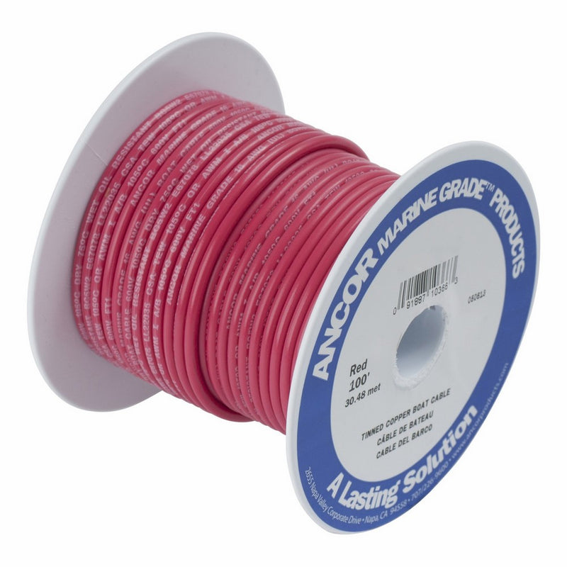 Ancor Marine Grade Primary Wire and Battery Cable (Red, 100 Feet, 18 AWG)