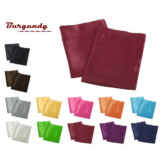 Aiking Home 2 Pieces of Colorful Shiny Satin Queen Size Pillow Cases, Burgundy