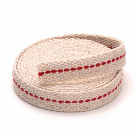 1/2" 100% Cotton Flat Wick 6 Foot Roll for Paraffin Oil or Kerosene based Lanterns and Oil Lamps with Genuine Red Stitch Superior Quality (1/2")