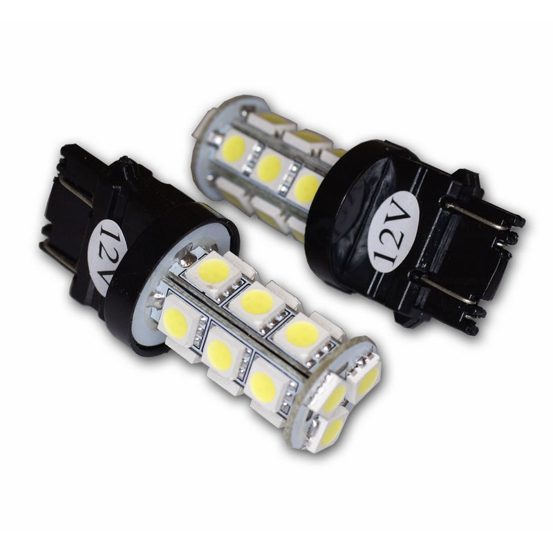 TuningPros LEDRS-3157-WS18 Rear Signal LED Light Bulbs 3157, 18 SMD LED White 2-pc Set