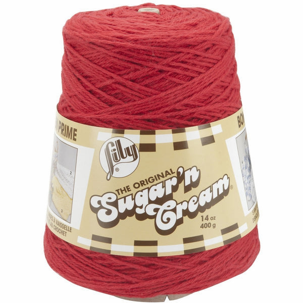 Lily 10300202095 Sugar 'N Cream Yarn, 14 Ounce Cone, Red, Single Ball