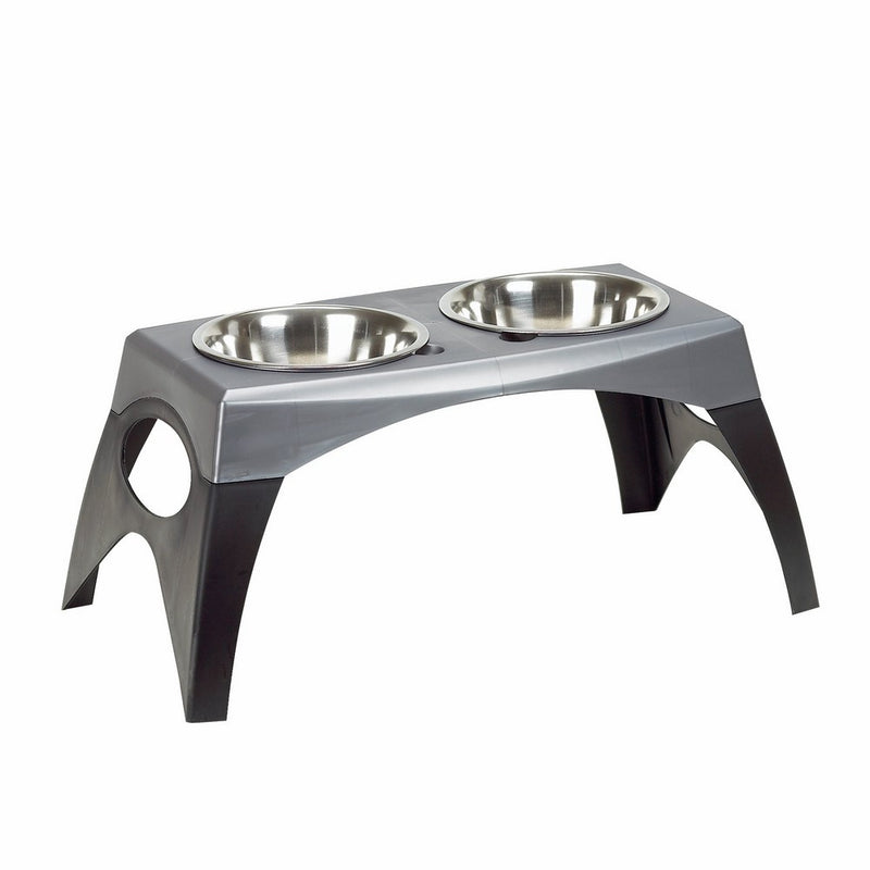 Bergan Medium Elevated Feeder, Black and Silver