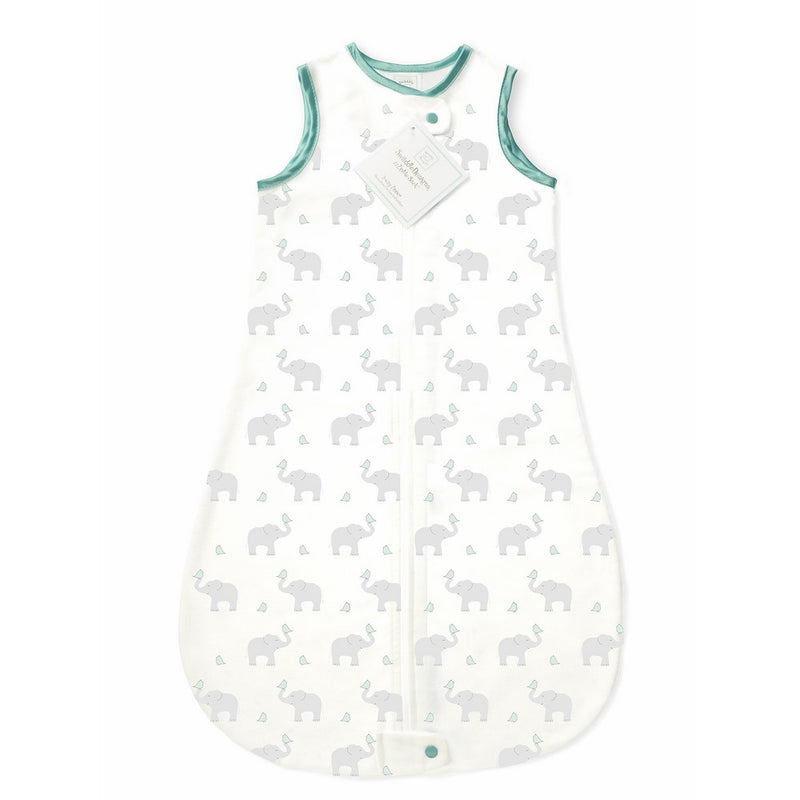 SwaddleDesigns Cotton Sleeping Sack with 2-Way Zipper, Made in USA, Premium Cotton Flannel, Elephant and SeaCrystal Chickies, 6-12MO