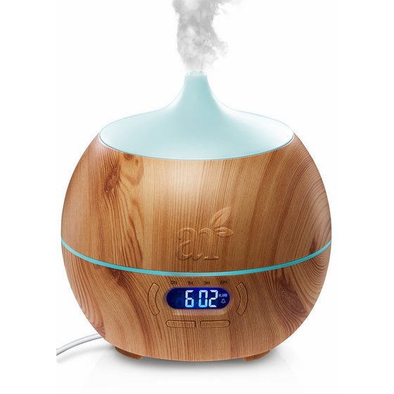 ArtNaturals Essential Oil Diffuser and Humidifier with Bluetooth Speaker Clock and Alarm - Electric Cool Mist Aromatherapy for Office/Home/Bedroom/Baby Room 7 Color LED Lights, 400 mL