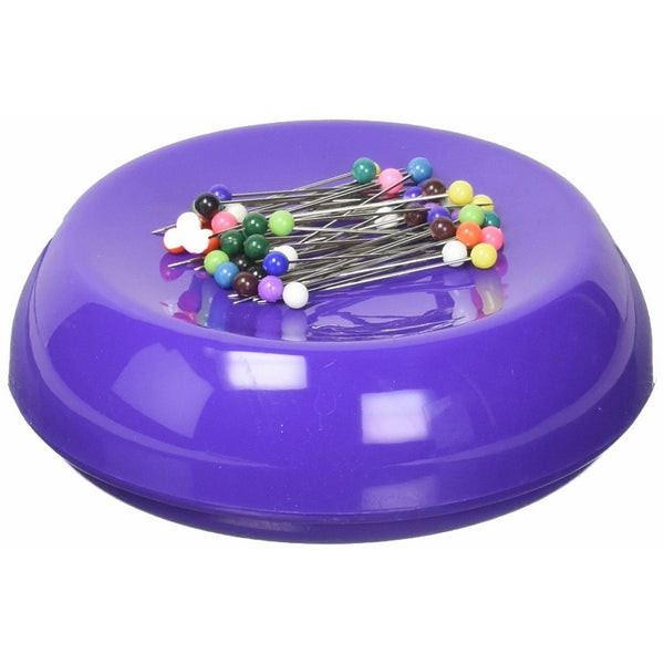 Grabbit Magnetic Sewing Pincushion with 50 Plastic Head Pins, Purple