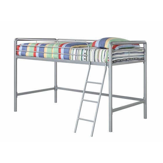 DHP Junior Loft Bed Frame With Ladder, Multifunctional Space-Saving Design, Silver