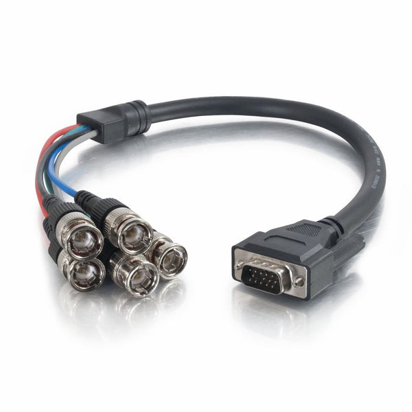 C2G 02572 Premium HD15 VGA Male to RGBHV (5-BNC) Male Video Cable, Black (1.5 Feet, 0.45 Meters)