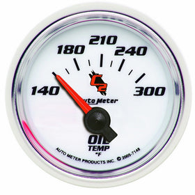 Auto Meter 7148 C2 2-1/16" 140-300 F Short Sweep Electric Oil Temperature Gauge