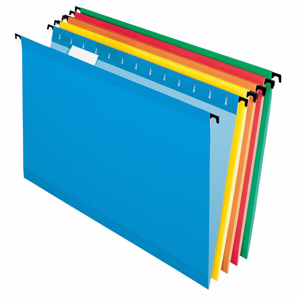 Pendaflex SureHook Reinforced Hanging Folders, Legal Size, Assorted Colors, 1/5 Cut, 20/BX (6153 1/5 Asst)